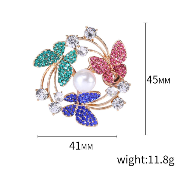 Krystal Butterfly Broche Pins Farverige Rhinestone Broche smykker