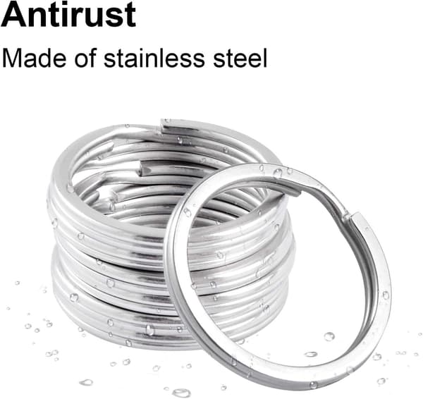 30 stk. 30mm flade nøgleringe i rustfrit stål til bil, hjem og tilbehør