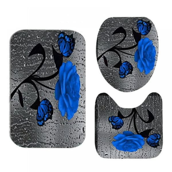 4PCS 3D regndråpe rose dusjforheng, stoffduk polyeste