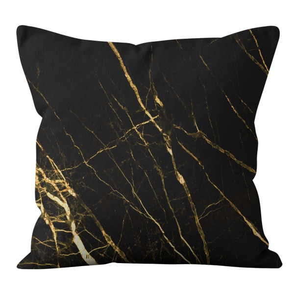 Black and Gold Marble Decorative Pillow Covers 18" x 18",Gold Acc