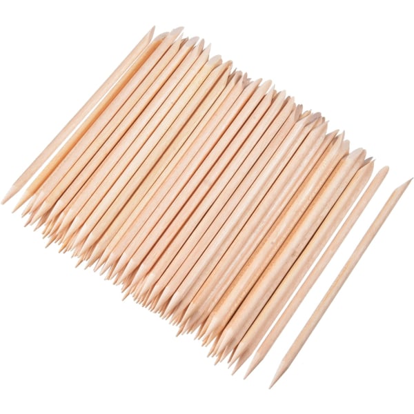 100 stycken Orange Wood Sticks Nail Cuticle Stick för borttagning av pusher