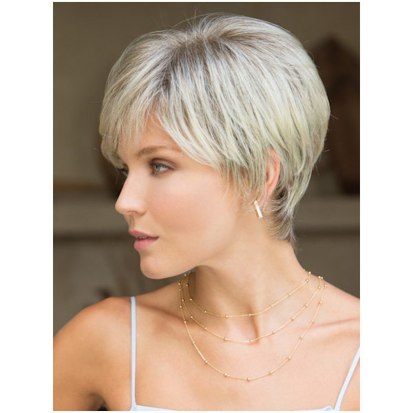 Kvinners korte, rette, fulle parykk med lagdelt Pixie Boycut frisyre Synt