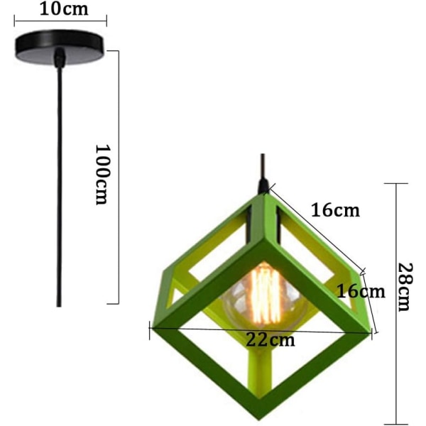 Modern industrial chandelier E27, square cube, iron metal ceiling