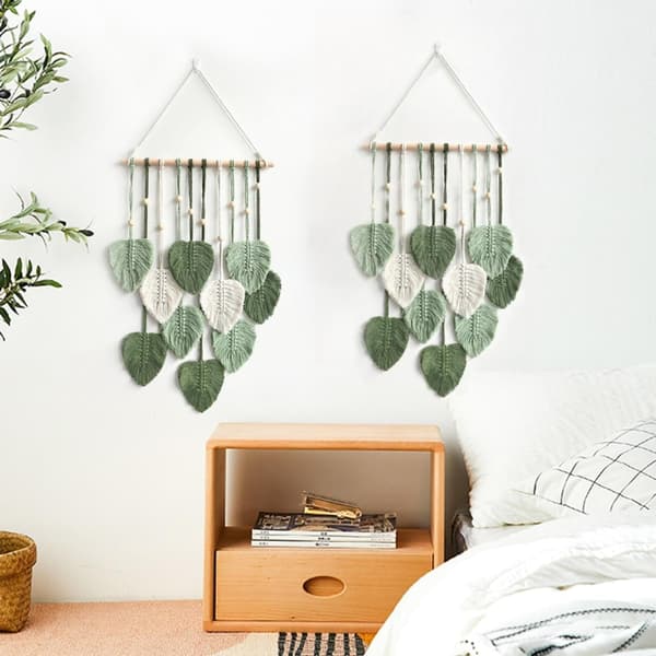 1 st grön macramé väggbonad bohemisk handgjord macramé väggtapp
