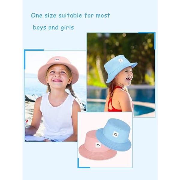 2 kappaletta lasten ämpärihattua Unisex Smile Face Visor Summer Travel B