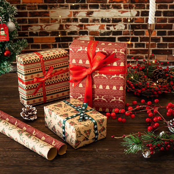 1 st julpapper i kraftpapper, presentpapper för födelsedagar, C