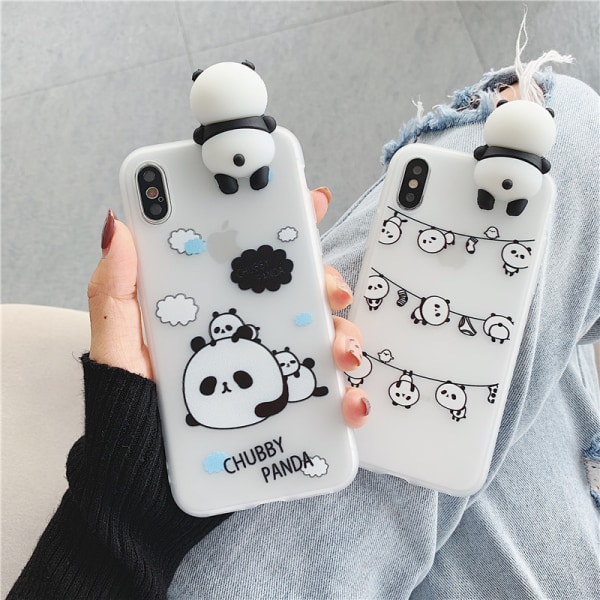 3D Cartoon Panda Phone case för iPhone 11pro max Case Soft Back C