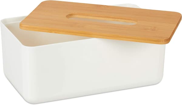 Servettbehållare, våtservettsdispenser, plast, bambu, HLP 10 x 23 x 13 cm