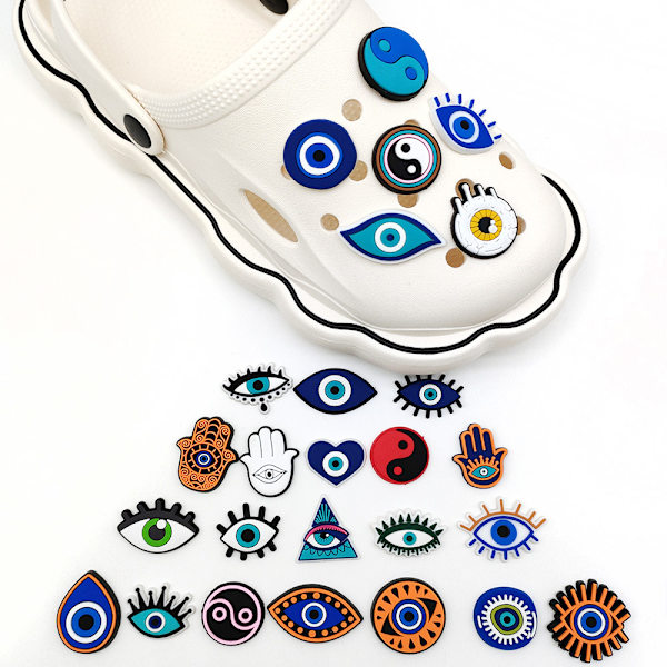 26 st Devil's Eye Cartoon Crocs skor Blommdekorativt spänne Tu