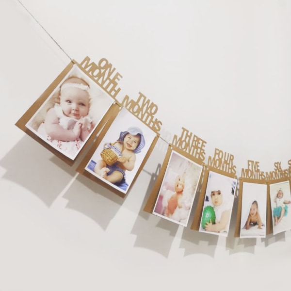 1. fødselsdagsvimpel guirlande baby foto banner baby 1-12 måned ph