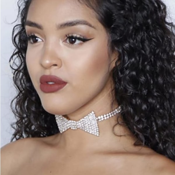 Rhinestone Choker Halsband Silver Crystal rosett Halsband Fest