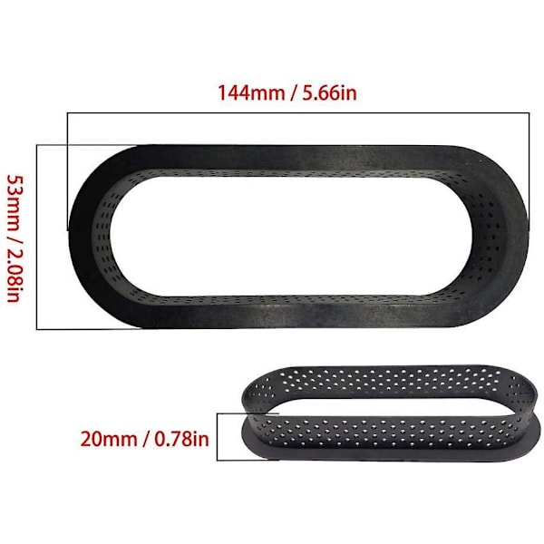 8 stk. ovale varmebestandige perforerede kagemousse ring bage T