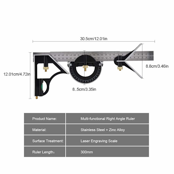 Kombinationsskyde 300mm - Metrisk - Universal og præcis metal C