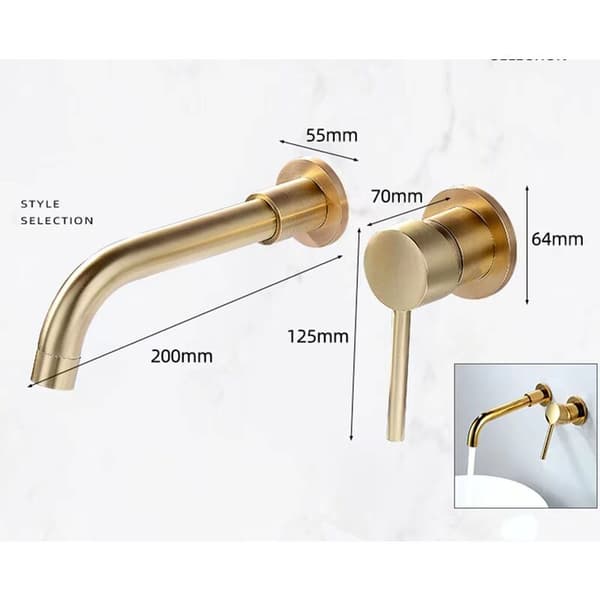 1PC Borstad Guld Utomhus Kran Mässing Dold Handfatskranar Wid