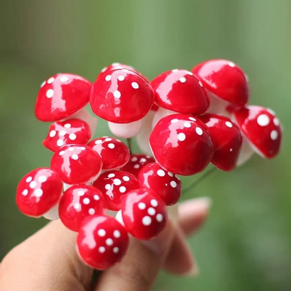 20 stj Simulationsskum Mini Resin Svampe Fe Have Toadstool