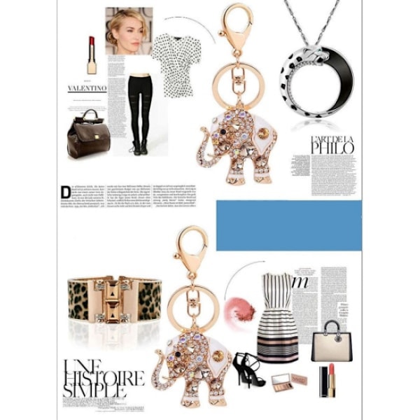 Elefant Nøgleringe, Krystal Nøglering, Rhinestone Lykke Elefanter Nøglering