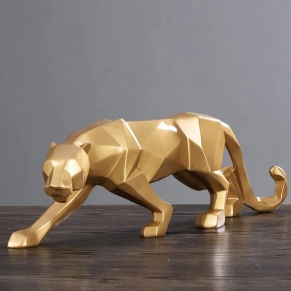 Sort Panter Statue Leopard Skulptur Hjem Kunst Håndværk Dekoration