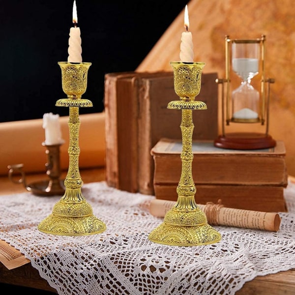 2 delar Bordsljusstake Set Vintage ljusstakar Decorativ