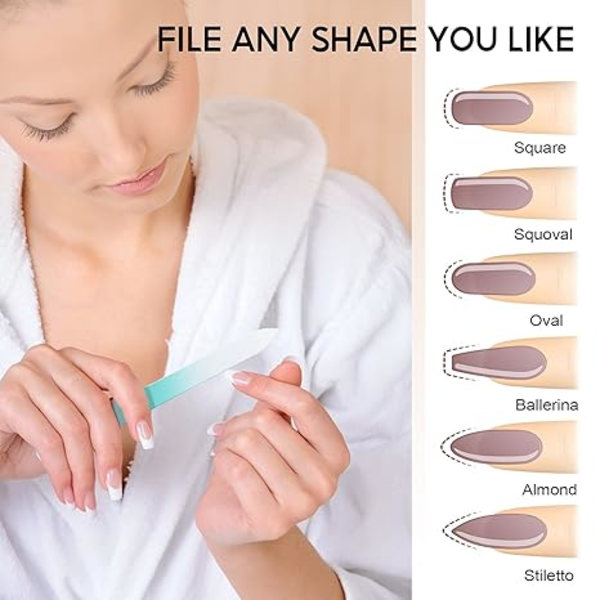 Glass Nail File 3 Pack, Neglefil, Glas Neglefil med Etui, Finger