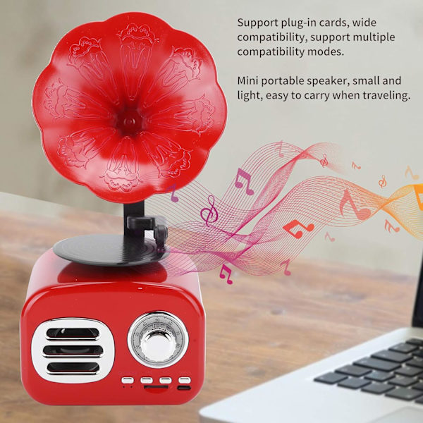 Retro Bluetooth-högtalare, Mini Gramophone Phonograph Shape Bluetoo