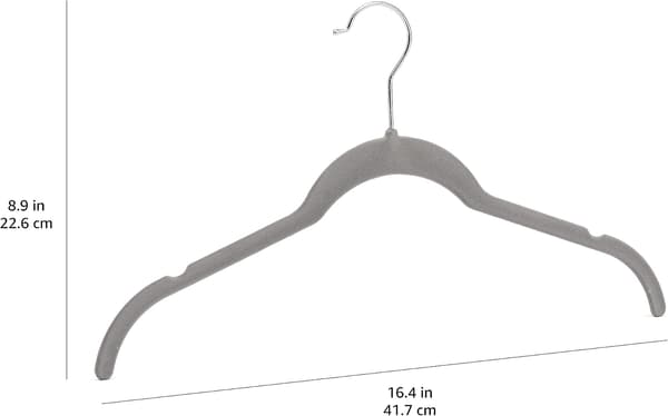 Basics 10-pack sammetsklädhängare, grå
