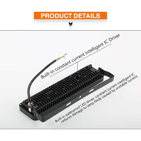 Et sæt med 2 50W 4000LM udendørs LED-projektører, 220V IP66 vandtæt