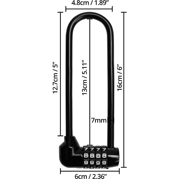 4-cifret Kombination Cykel Låse (2-pak) - 16 cm, Låse til Elcykler