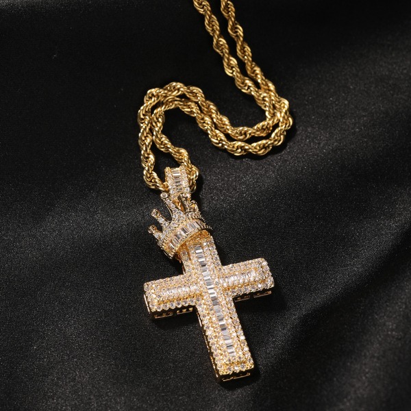 Bling Crown Cross Vedhæng til Mænd Kvinder Zircon Halskæder Mode