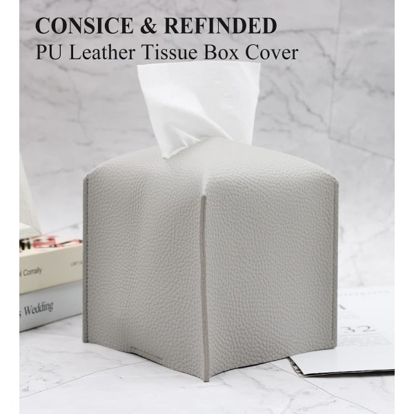 Tissue Box Cover pidike, Neliönmuotoinen Moderni sisustus PU-nahka Faci