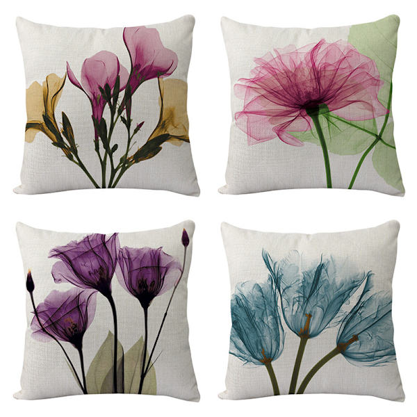 Kukka kuvioitu tyynynpäällinen 18x18 Pinkki kukka koristetyyny Co