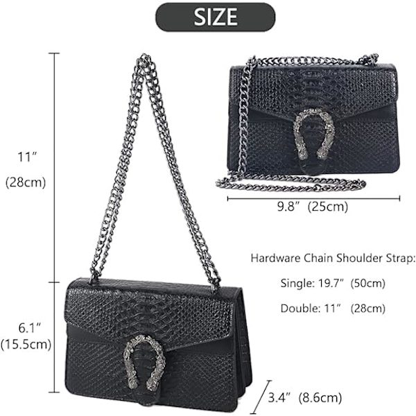 Crossbody axelväska för kvinnor - Ormmönstrat läder