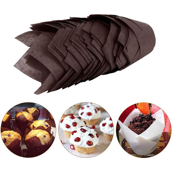 150 stk. tulipanformede bagepapirkopper, små cupcake muffinforme, muffinforme til bryllupper, fødselsdage, babyshowers
