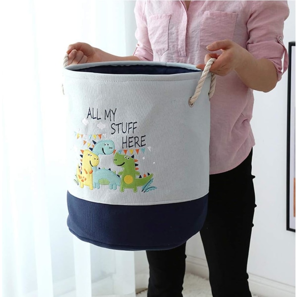 Förvaringskorg för barnrum, hopfällbar tvättkorg Stor Organisera Kläder Leksaksförvaring - Dinosaurie/Blå