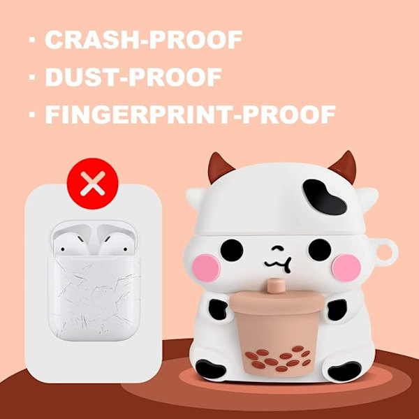 1 st Airpods 1&2 fodral, mjukt silikon 3D sött roligt cool kul kul