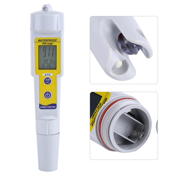 PH-mätare Bärbar PH-testare Digital LCD PH Temp Meter Vattenkvalitet