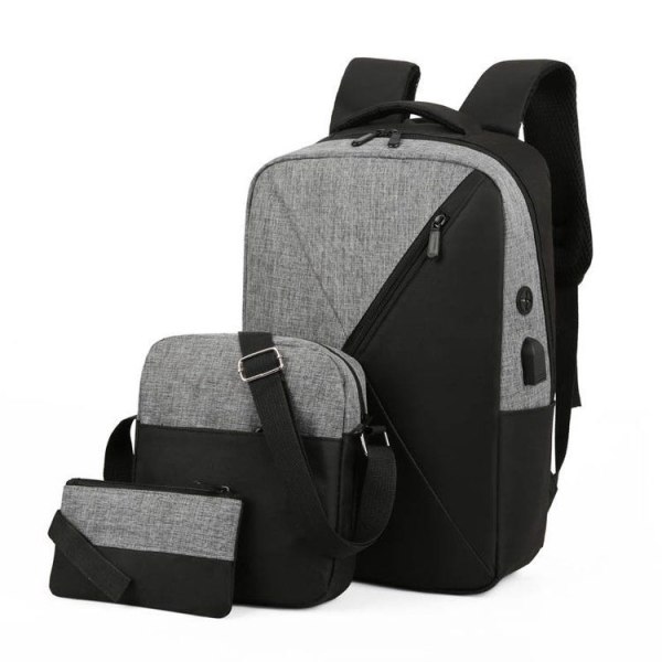 set of 3pcs schoolbag men's backpack travel simple business compu