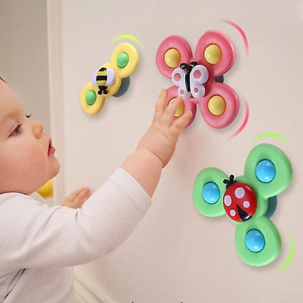 3-pak baby sugekop spinding top legetøj fidget spinner badelegetøj med