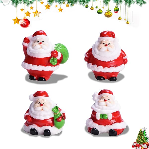 4 stk. julefigurer, miniature julepynt, jul