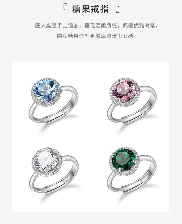925 Silver Round-Cut Birthstone Ring tillverkad med Infinite Elements