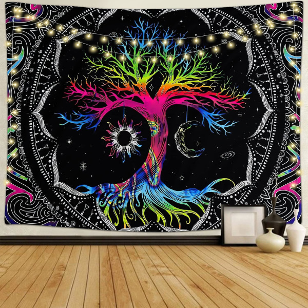 Livets træ Vægtapet Psykedelisk Mandala Sun Moon Tapestry