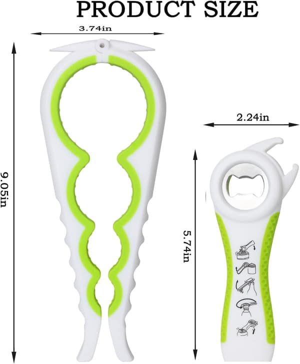 Boksåpner og flaskeåpner multifunksjonell tangsett for seniorer, eldre, barn og kvinner (grønn og hvit)