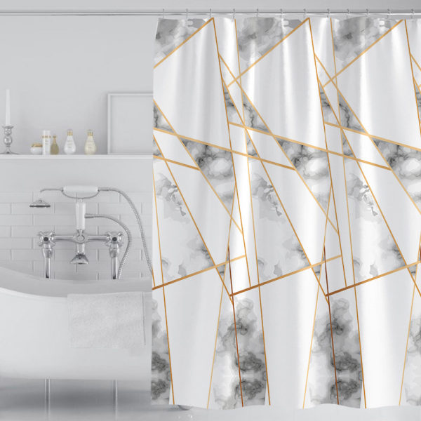 Grå guld marmor duschdraperi, abstrakt modern duschdraperi