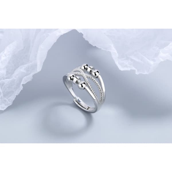 Anti-stressring med pärlor Silver S