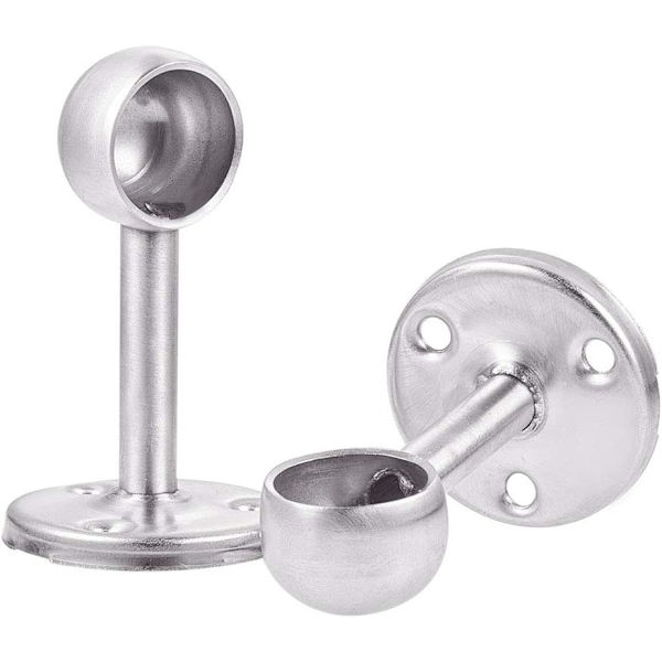 Set med 2 klesskapsstangstøtter i rustfritt stål Diameter 19 mm