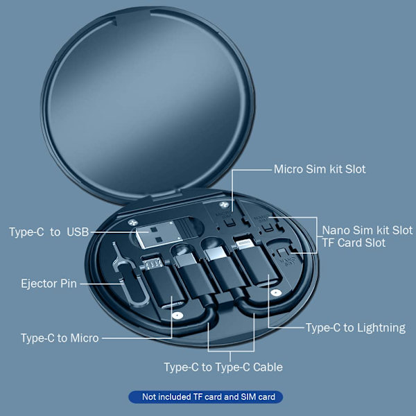 USB-adapterkabelkonverteringsopbevaringsboks, multi-type opladningslin
