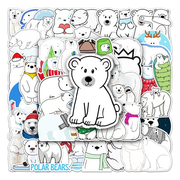 50 st Vinyl Polar Bear Stickers Vattentät Polar Bear Sticker Pa