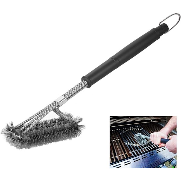 17,5\" Triangulær Grillbørste i Metall, 3-gafflet Rustfritt Stål