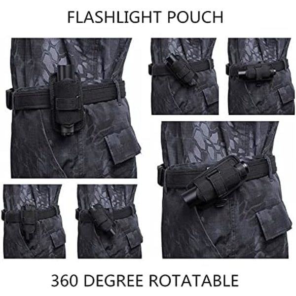 Taktisk Molle Ficklampa Holster Påse För Bälte Med 360 Graders Rotation