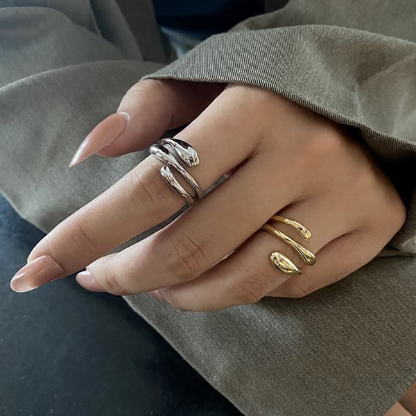 Åpen ring gullbelagt minimalistisk justerbar dråpeuttalelse Ri