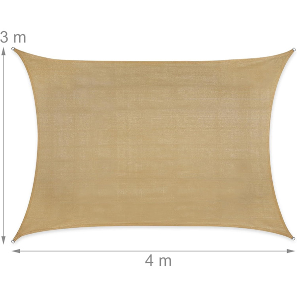 Udendørs skyggenet (beige rektangulær 3*4 meter)